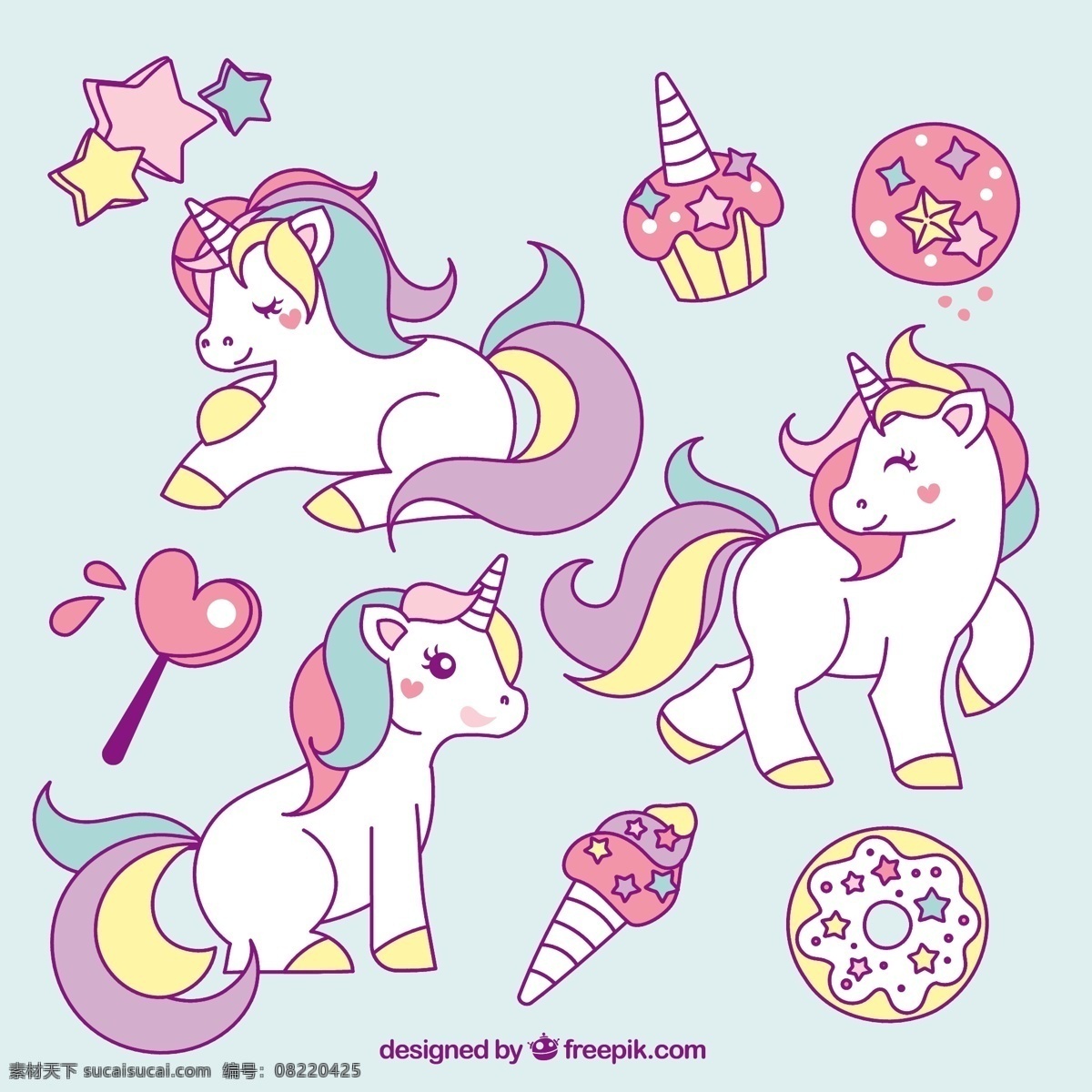 手绘麒麟 心 手 动物 蛋糕 手绘 马 星 可爱的 绘画 魔术 童话 元素 甜甜圈 可爱 棒棒糖 冰淇淋 幻想 独角兽