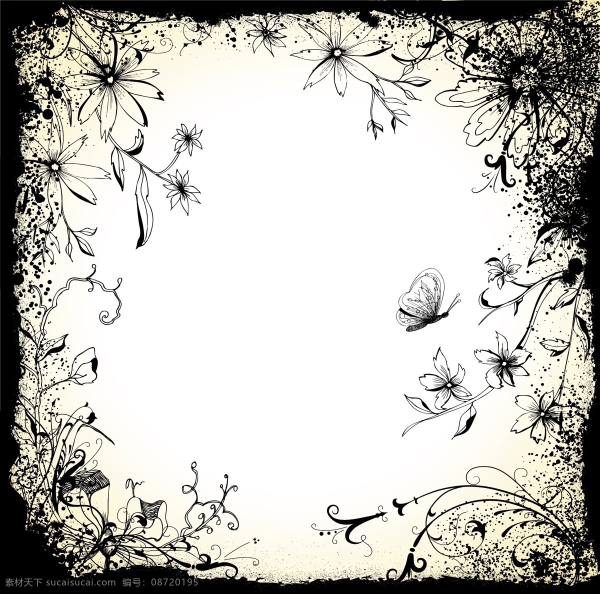 旧货 花卉 背景 矢量 插画 矢量图 花纹花边