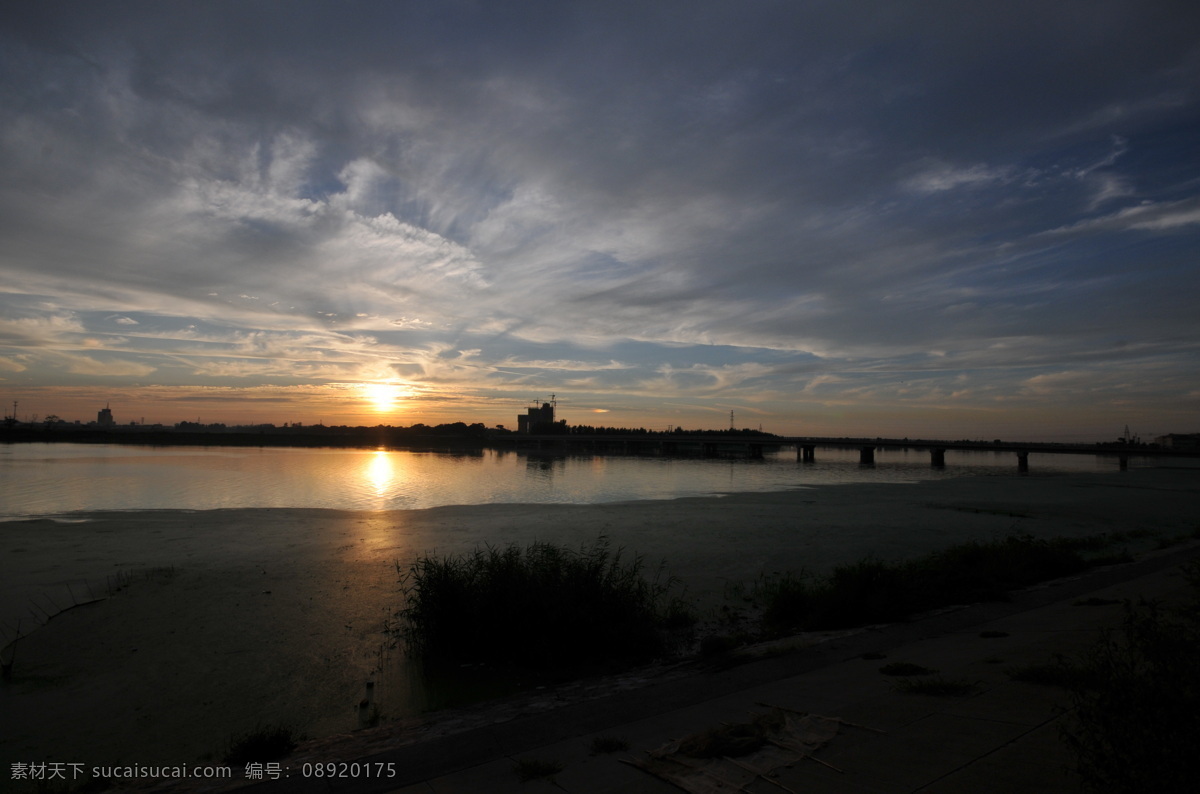 河水 桥 田园风光 晚霞 夕阳 自然景观 蓟运河 蓟运河晚霞 云天 北方农村剪影