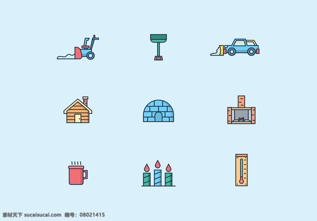 线性 冬季 图标 icon 图标icon 图标设计 冬季图标 线性图标 屋子 蜡烛 热饮 火炉