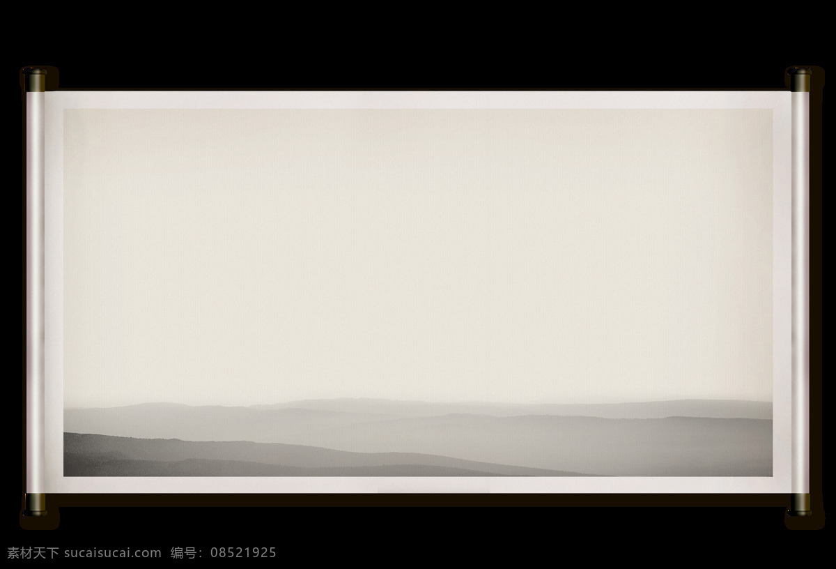 png元素 画卷 免抠元素 水墨画 透明素材 中国画 卡通 水墨 元素