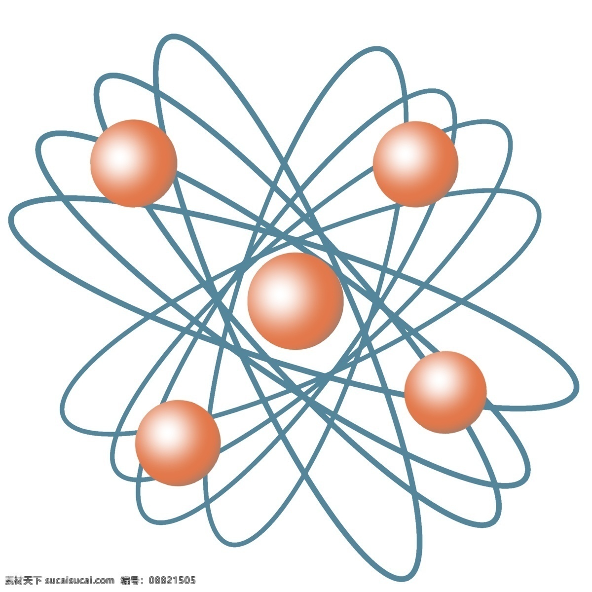 化学 围绕 公式 插画 棕色的球体 卡通插画 化学插画 化学反应 化学方程 化学公式 蓝色的圆弧
