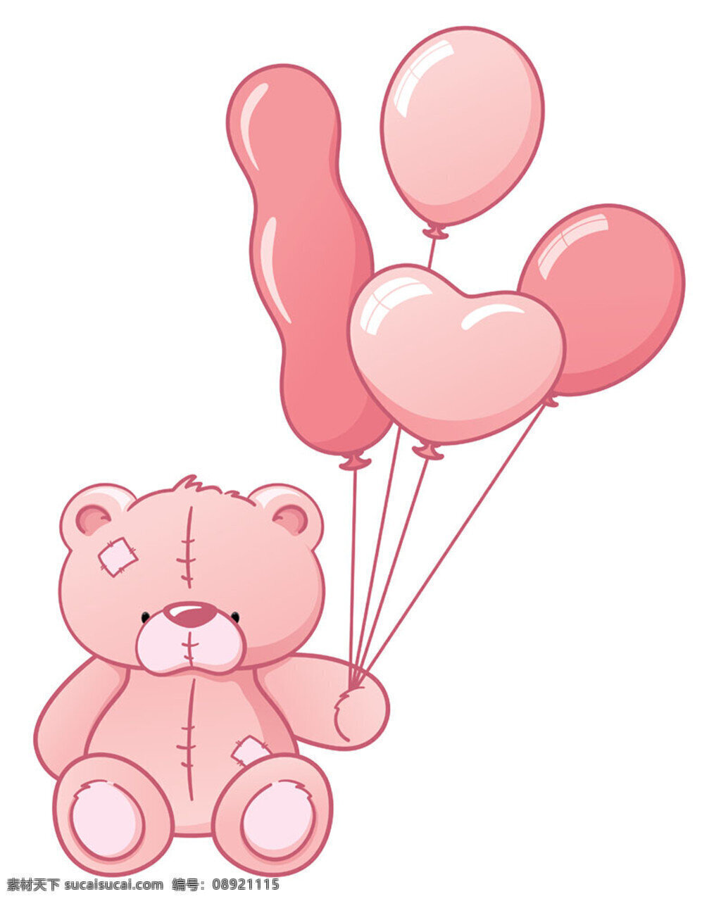 粉色 气球 小 熊 粉色气球 卡通熊 小熊 玩具熊 陆地动物 卡通动物 动物漫画 生活百科 矢量素材