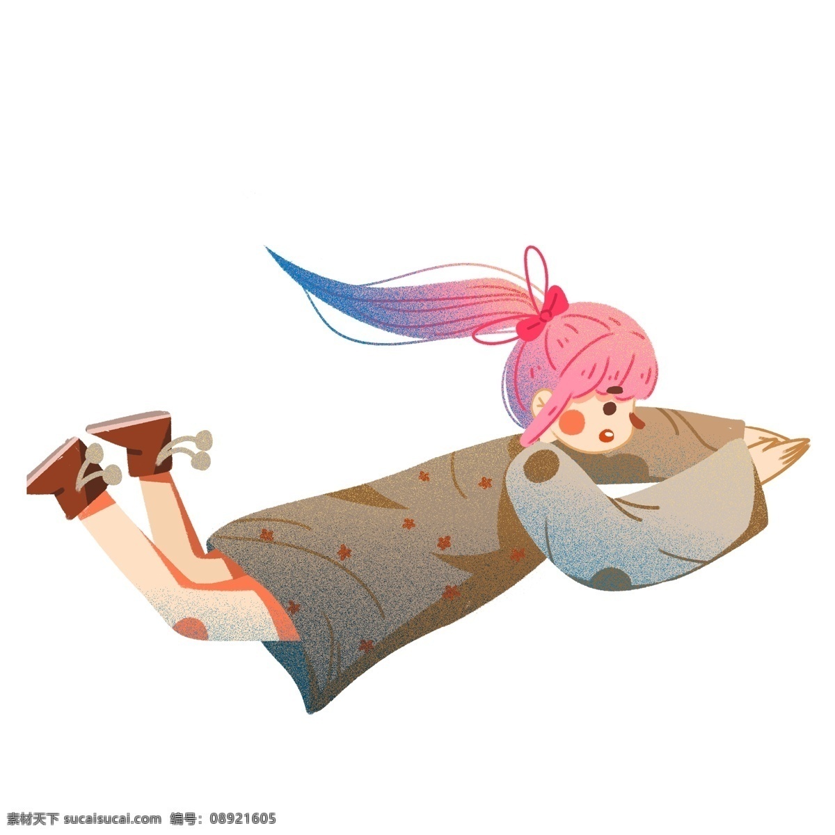 卡通 可爱 趴 小女 生 创意 插画 人物 女孩 女生 趴着 小女孩