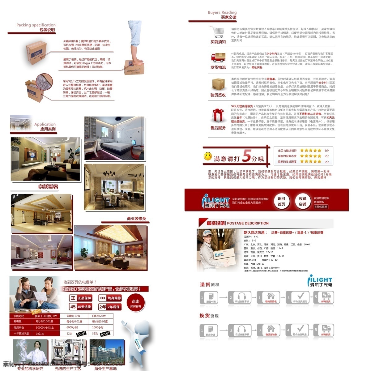 灯具 出售 物流 流程 模板 分层 文件 psd文件 宝贝描述 淘宝网店 网店模板 网店设计 网页设计 细节描述 物流流程模板 淘宝素材 其他淘宝素材