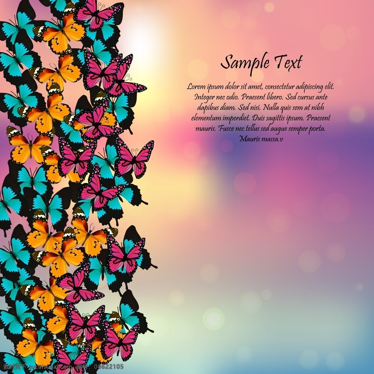 彩色 蝴蝶 边框 昆虫 光晕 矢量图 格式 矢量 高清图片