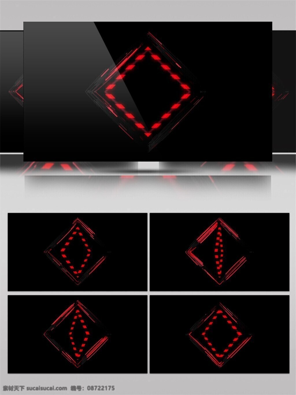 3d视频素材 led光点 暗红系列 光芒四射 暗 红光 棱 动态 视频 方形光格 光棱暗红