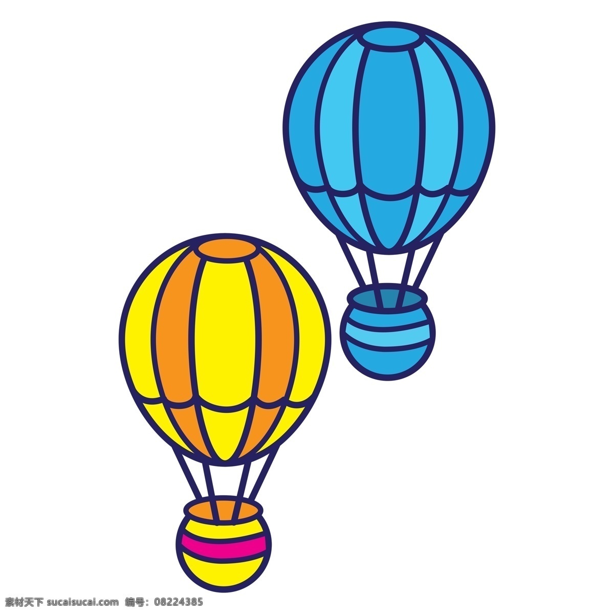 黄色 节日 热气球 卡通 透明 活动素材 手绘素材 可爱 节日元素
