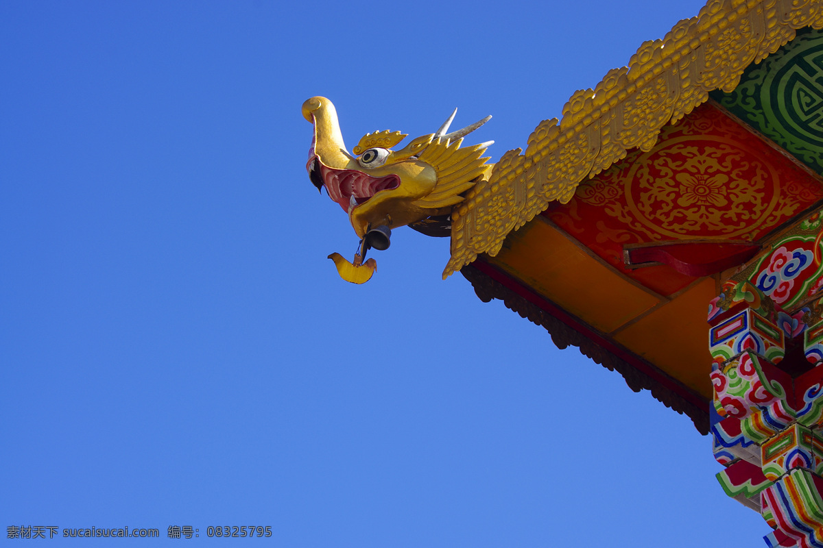 藏族寺庙 寺庙 建筑 民族 藏族 西藏 龙头 建筑摄影 建筑园林
