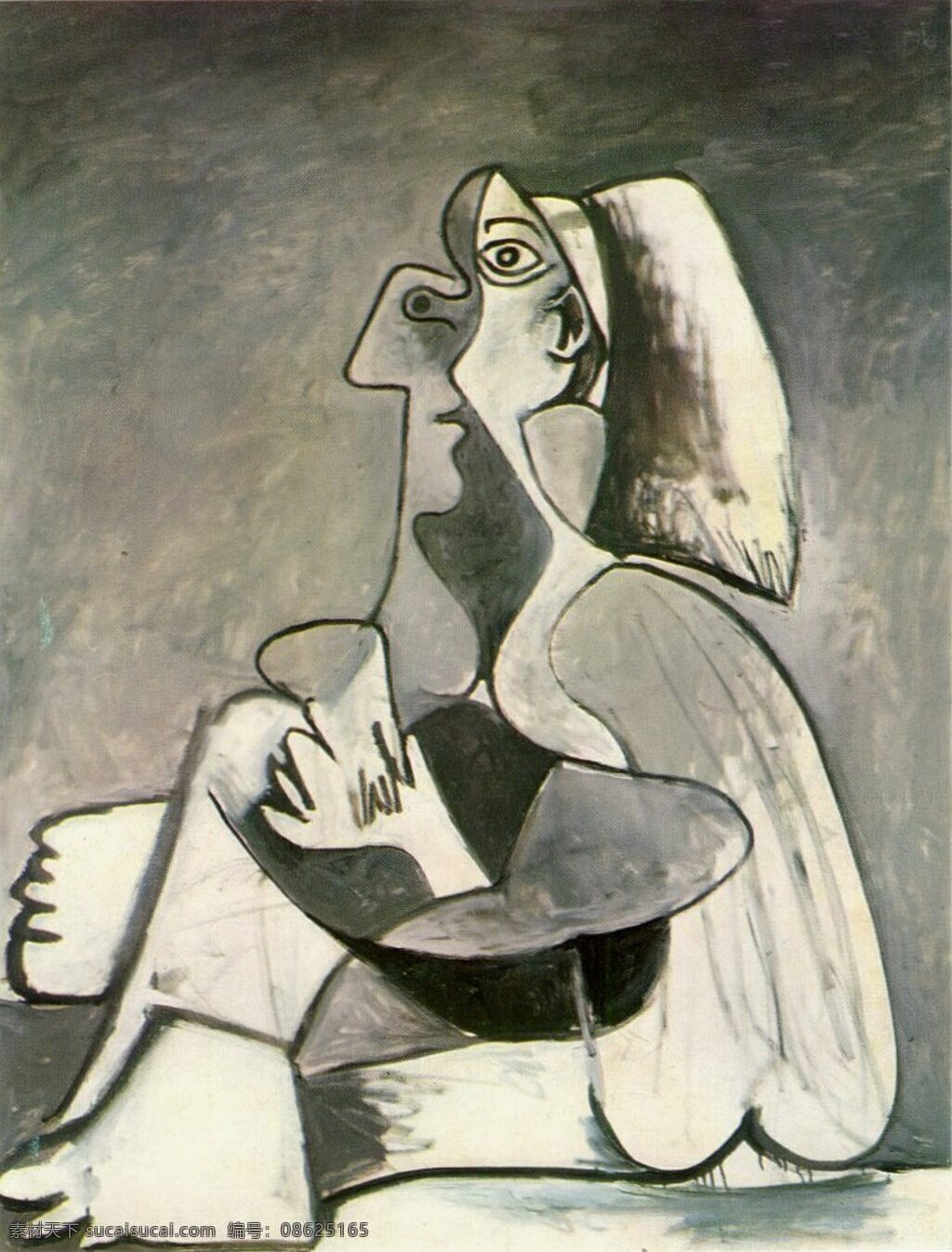 西班牙 画家 巴勃罗 毕加索 抽象 油画 人物 人体 装饰画 assise femme 1962 装饰素材