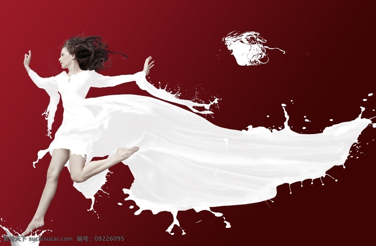 牛奶效果素材 牛奶裙 牛奶 美女 偶像来了 牛奶美女 飘逸的牛奶 美味 长发美女 舞蹈 舞动的旋律 跳 分层 白色