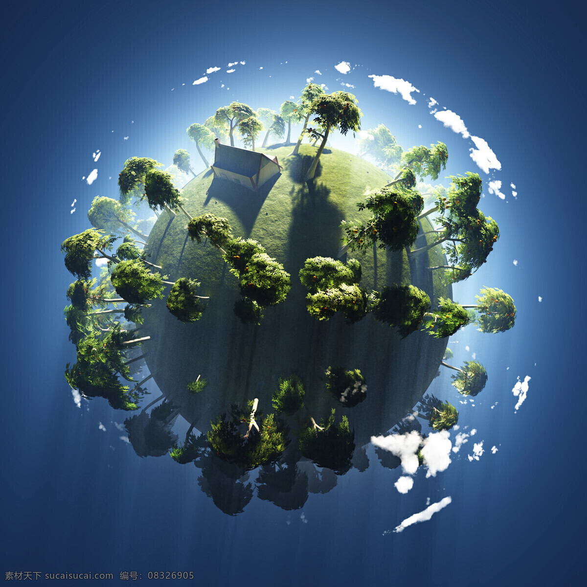 绿色家园地球 蓝色背景 还有 绿色 树木 草坪 地球 节约资源 木材 植树造林 公益广告 其他类别 生活百科 蓝色