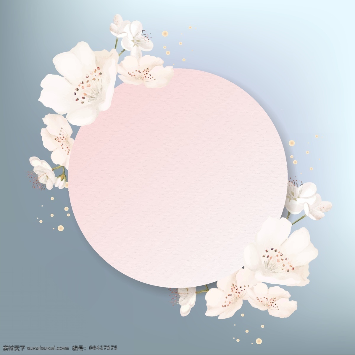 白色花朵 矢量花朵 手绘花朵 水彩花朵 花朵插画 矢量梅花 梅花 花环 花 生物世界 花草
