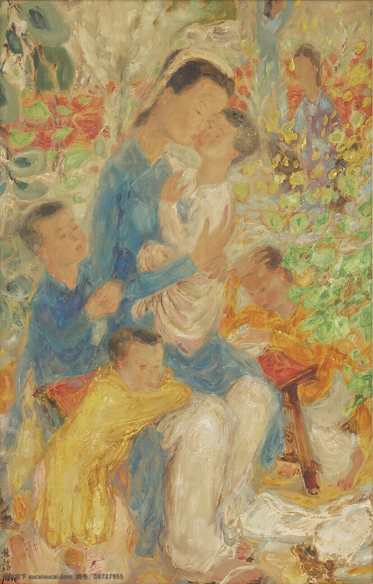 孩子 花园 绘画书法 母亲 人物 文化艺术 油画 母子 情 设计素材 模板下载 母子情 中国油画 19世纪油画 装饰素材