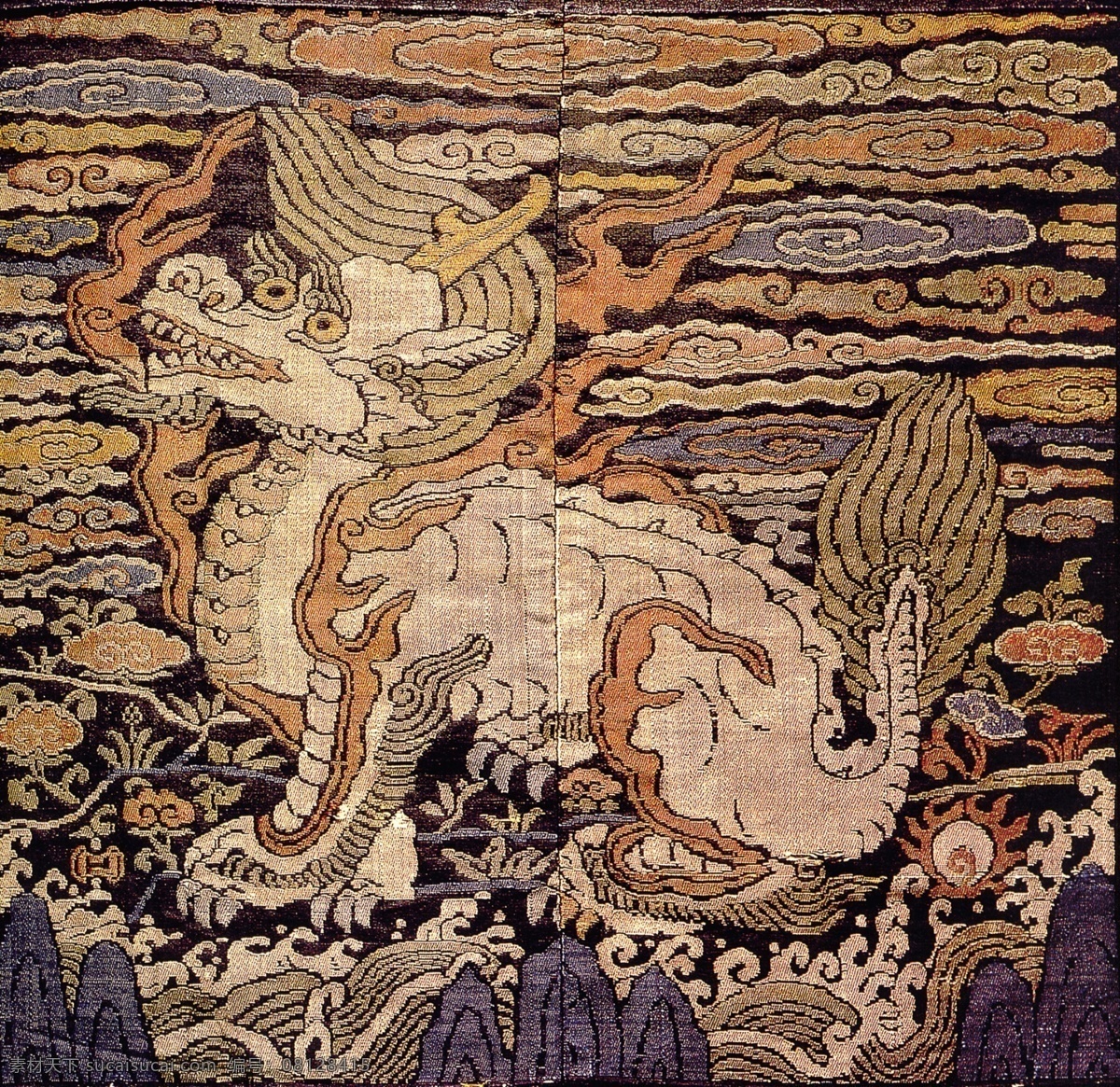 绣花免费下载 分层 源文件 古画 花朵 民间艺术 绣花 绣龙 艺术 中国 传统 元素 整合 中华刺绣 文化艺术