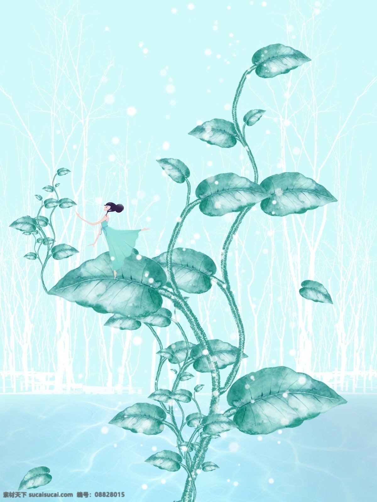 精灵 卡通 风景 插画 海报