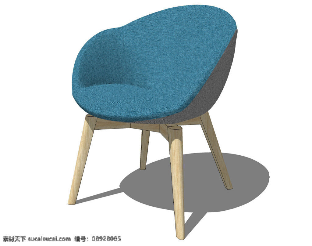 单 办公椅 su 模型 效果图 蓝色 su模型 单体模型 家具效果图 卧椅子 模型效果图 3d