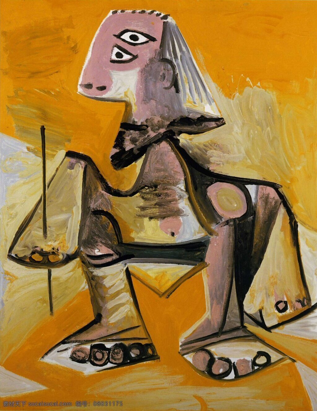 accroupi 西班牙 画家 巴勃罗 毕加索 抽象 油画 人物 人体 装饰画 homme 1971 装饰素材