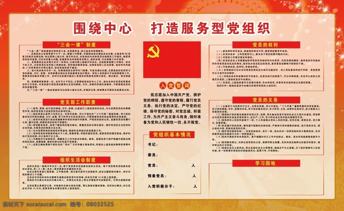 党建制度 三会一课 党支部职责 组织生活会 党员 权利 义务 入党誓词