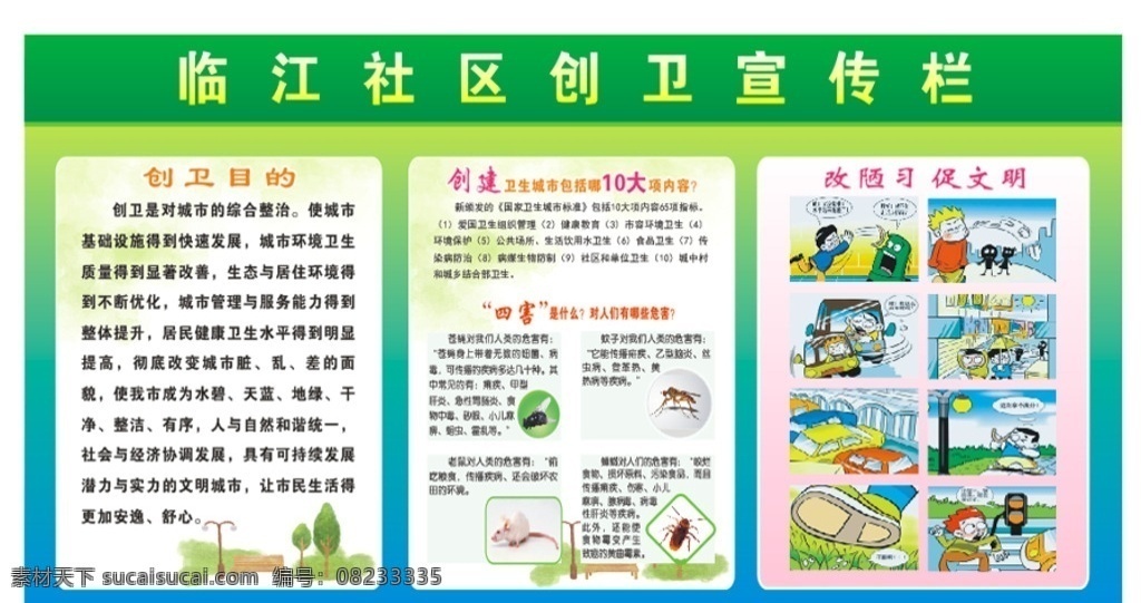 创卫宣传栏 创卫 国家卫生城市 宣传栏 社区 卫生