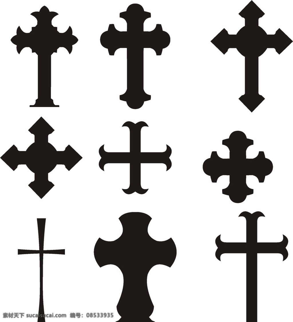 十字架图 墓碑十字架 十字架造形 金色十字架 银色十字架 宝石十字架 金属十字架 耶稣 基督 十字架 矢量十字架 十字架素材 各种十字架 黑白十字架 矢量素材 矢量 卡通设计