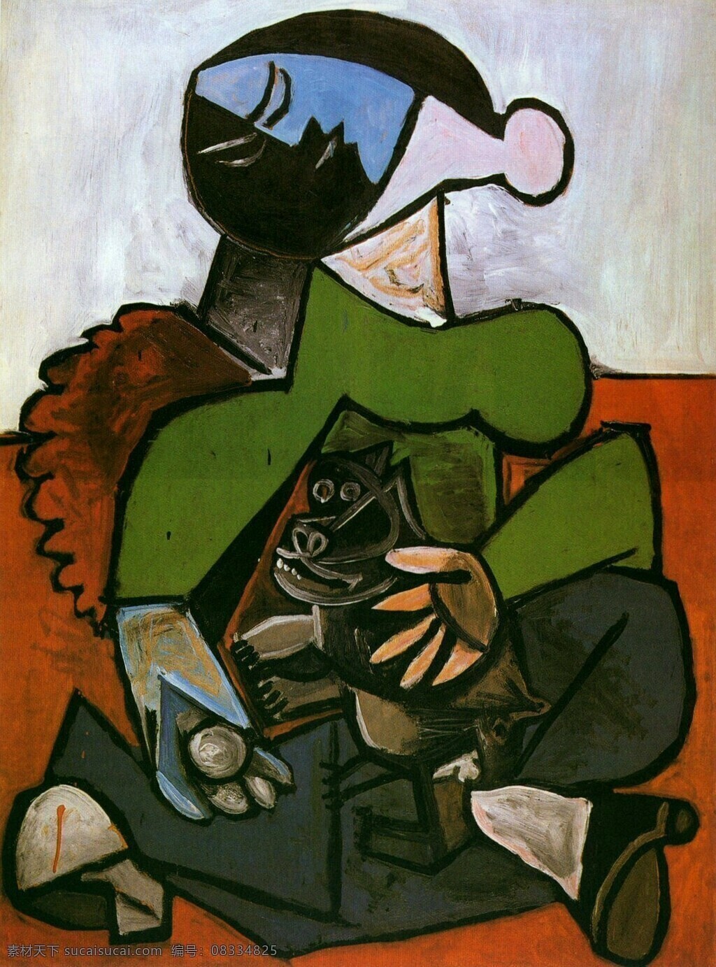 chien 西班牙 画家 巴勃罗 毕加索 抽象 油画 人物 人体 装饰画 avec assise femme 1953 家居装饰素材