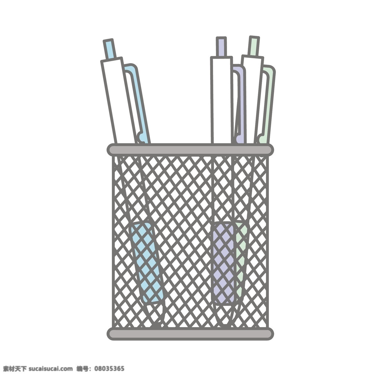 办公用品 笔筒 插画 金属的笔筒 办公的笔筒 卡通插画 上班用品 办公产品 办公物品