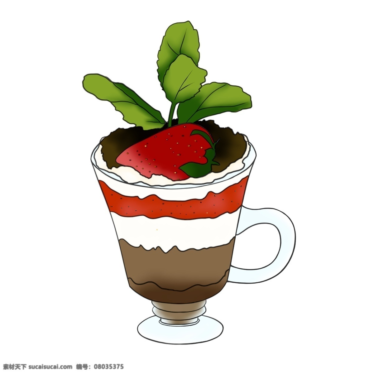 冰淇淋 圣代 杯 插画 甜 甜品 食品 餐厅 圣代冰淇凌 巧克力 草莓 冰淇淋圣代杯 美味冰淇淋