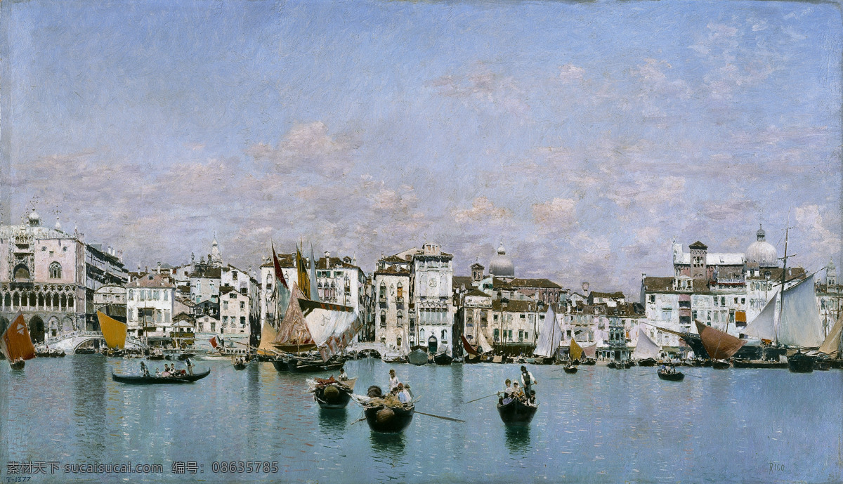 大师 画家 古典 画 建筑 景物 装饰画 油画 venecia en schiavoni degli riva la martin ortega y rico 人物 高清 西方 国外 现代 装饰素材