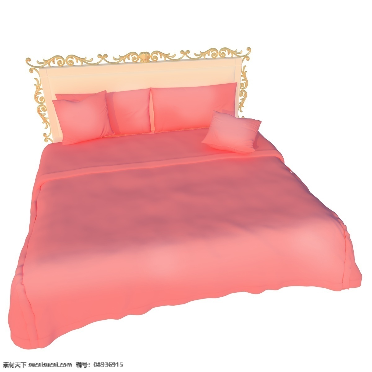 立体 粉色 复古 式 床 时尚风 立体装饰 插图