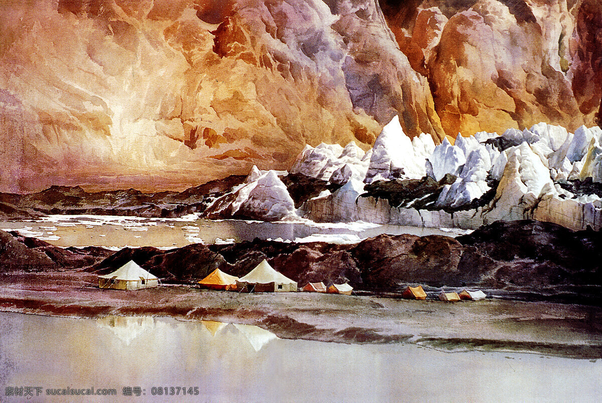 冰山 大海风景 风景油画 绘画书法 南极 山水风景 水乡 山间流水 油画山水 文化艺术 家居装饰素材