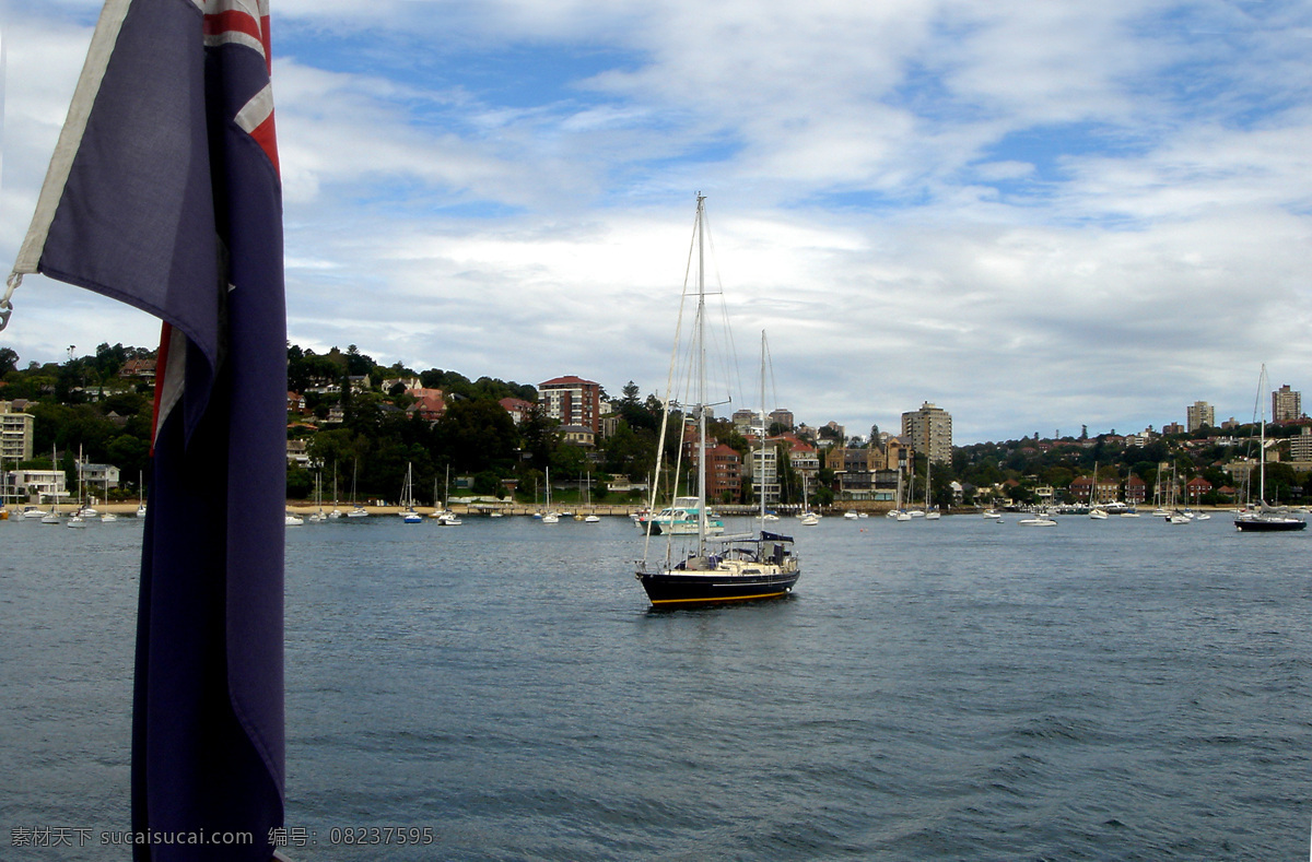 澳洲 帆船 国旗 国外旅游 海岸 旅游摄影 悉尼 澳大利亚 之旅 达伶港 碧波 psd源文件