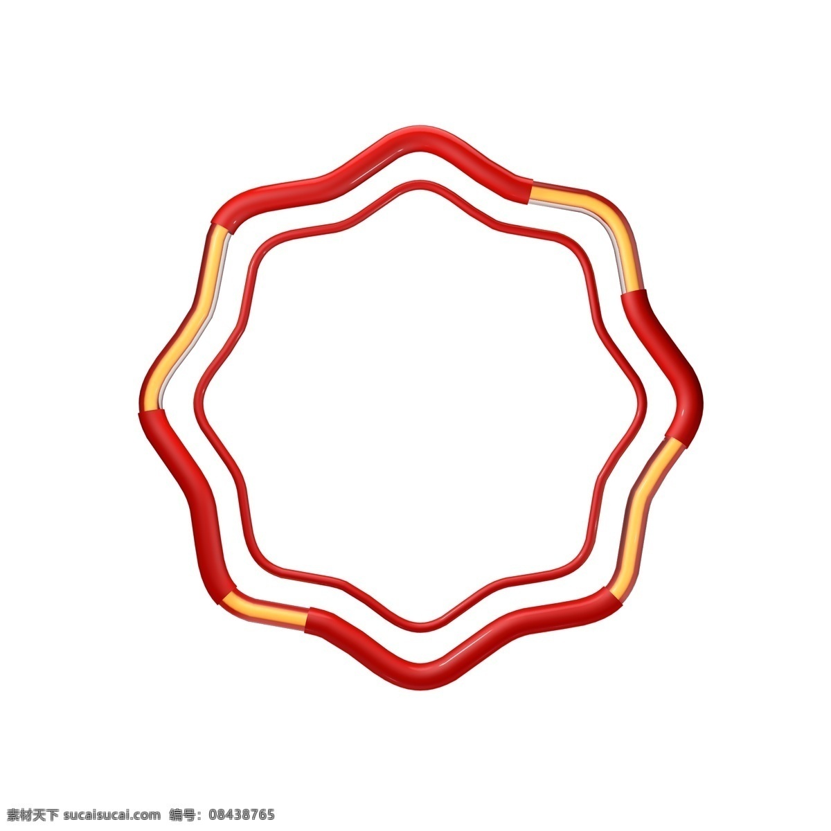 不规则 圆形 边框 装饰 电商 中国风 喜庆边框 c4d立体 金色 立体装饰 红色