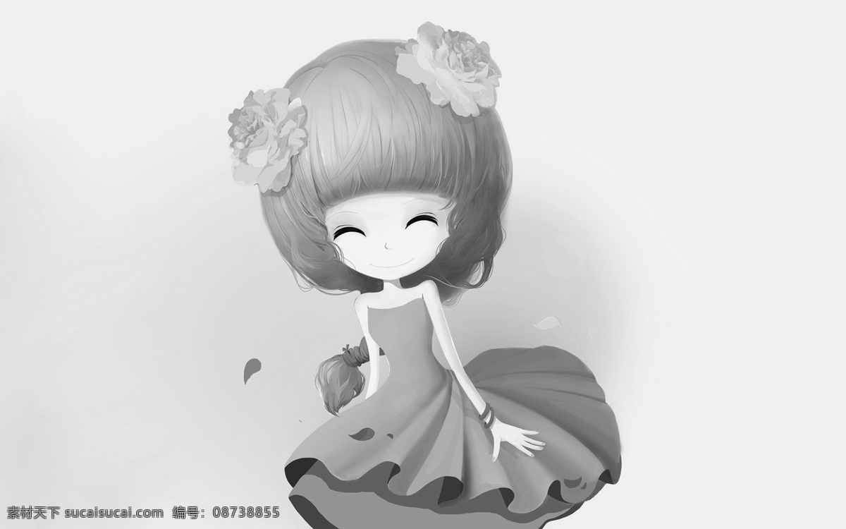 微笑少女 动漫 少女 微笑 白色