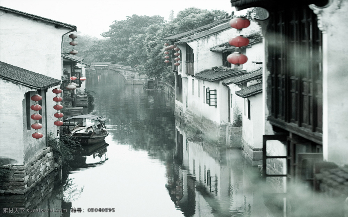 意境 水墨 中国 风 风景 江南水乡 小桥流水 中国风 背景图片