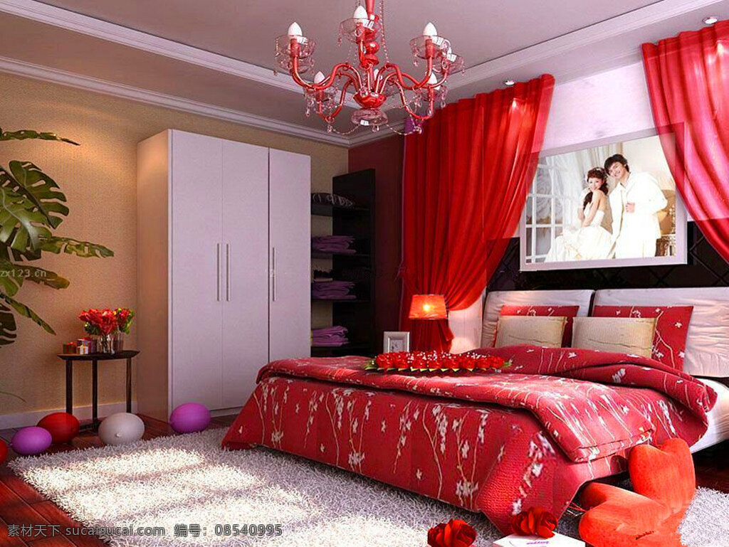 现代布置婚房卧室效果图大全 – 设计本装修效果图