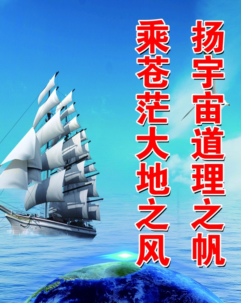 地理展板 地理 学校展板 乘风破浪 学校宣传栏 帆船 地球 分层