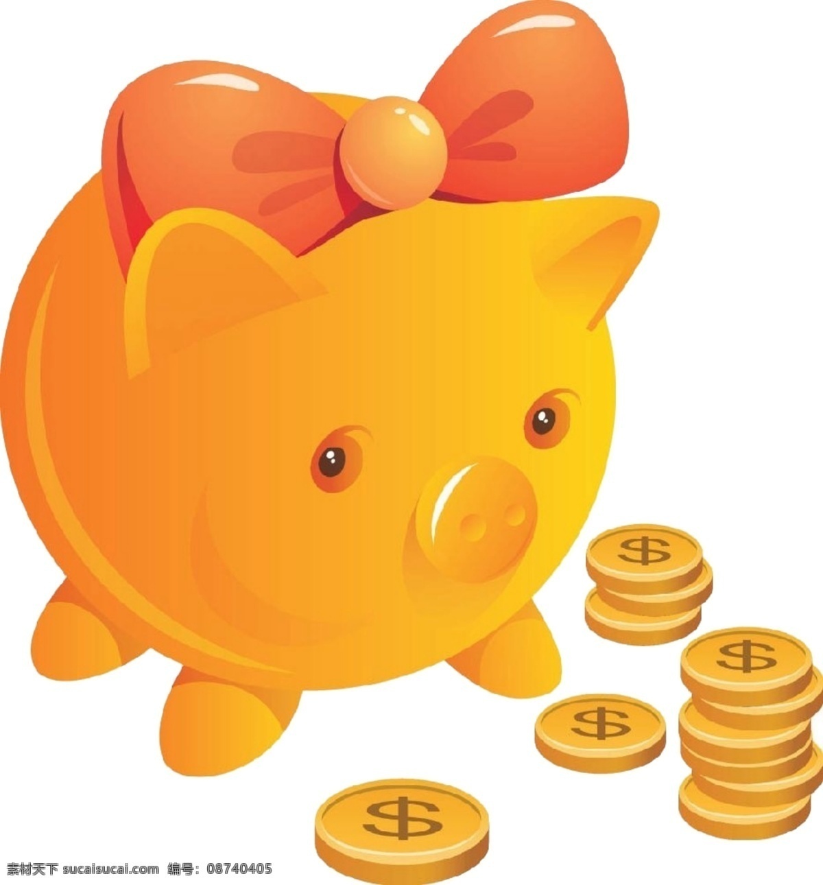 小猪金币 金币 免抠 猪猪 白色