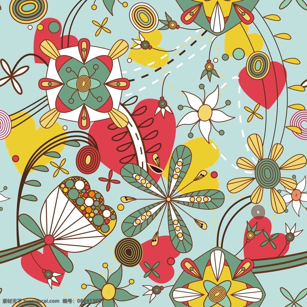 绚丽 花朵 背景 花纹 矢量素材 图案 纹样 矢量图 其他矢量图
