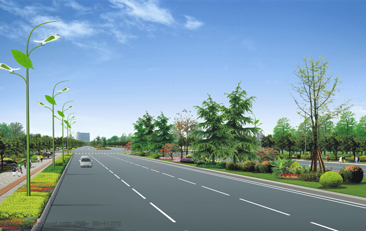 道路效果图 效果图设计 公园 花园 公路 汽车 绿化 设计效果图 景观园林 建筑效果 道路 环境设计 景观设计 设计图库