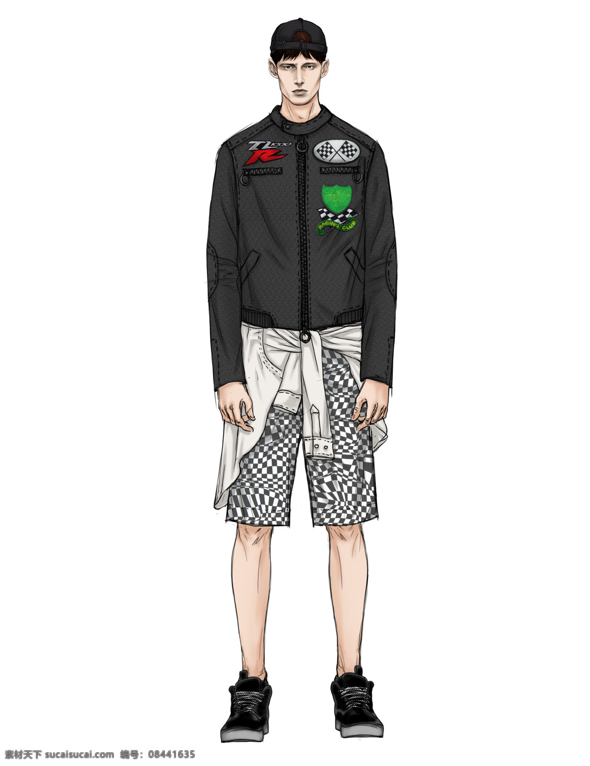 时尚 黑色 帅气 外套 男装 效果图 服装设计 黑色外套 男装效果图 时尚男装