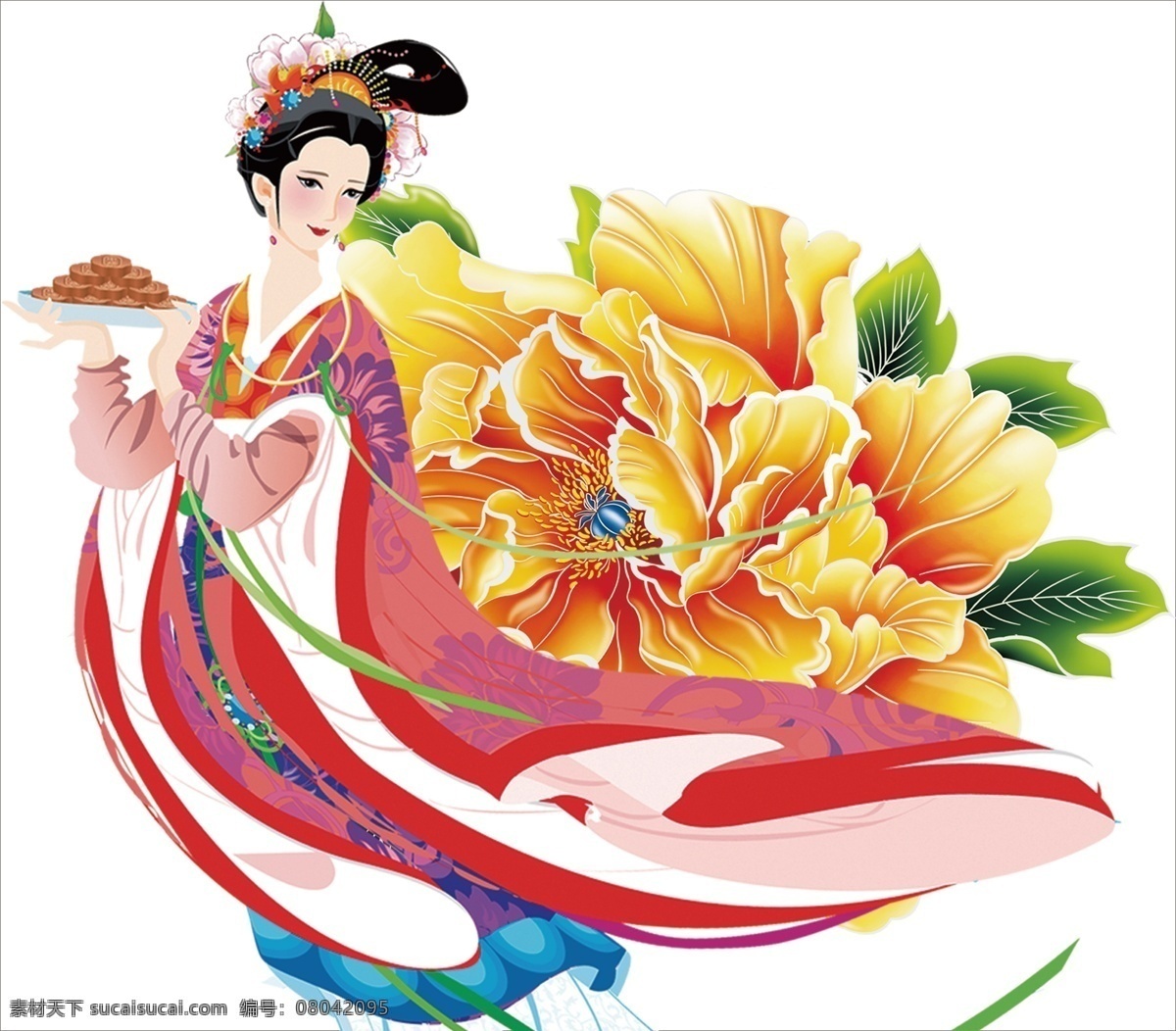 常娥免费下载 常娥 花 月饼 节日素材 中秋节
