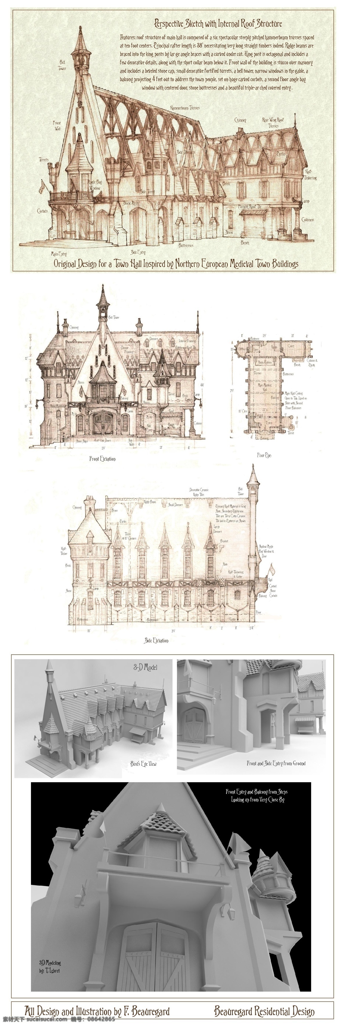 欧式 城堡 建筑 效果图 平面图 手绘图 图纸 建筑施工图 建筑平面图 施工图 欧式建筑 手绘效果图