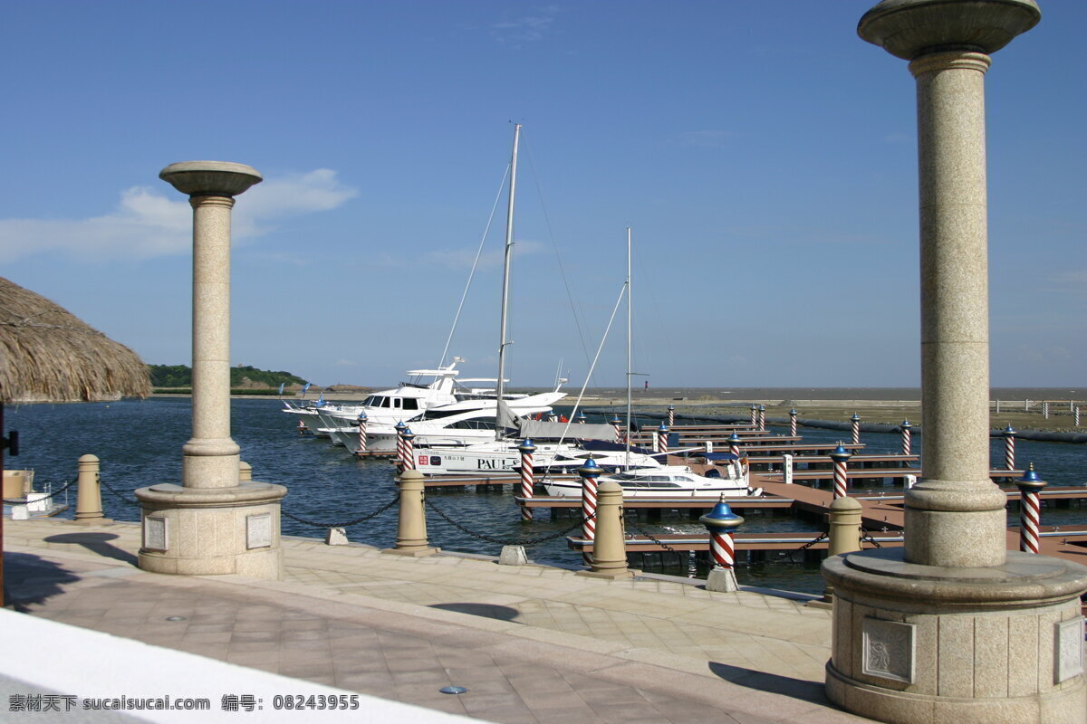 游艇 山水风景 石柱 自然风光 自然景观 海天一色 桅杆 风景 生活 旅游餐饮