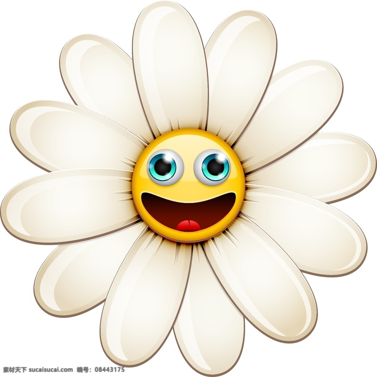 幸福 脸 说明 花 图标 自然 春天 快乐 植物 插图 菊花 春天的花朵 幸福的脸 花的图标 微笑 白色