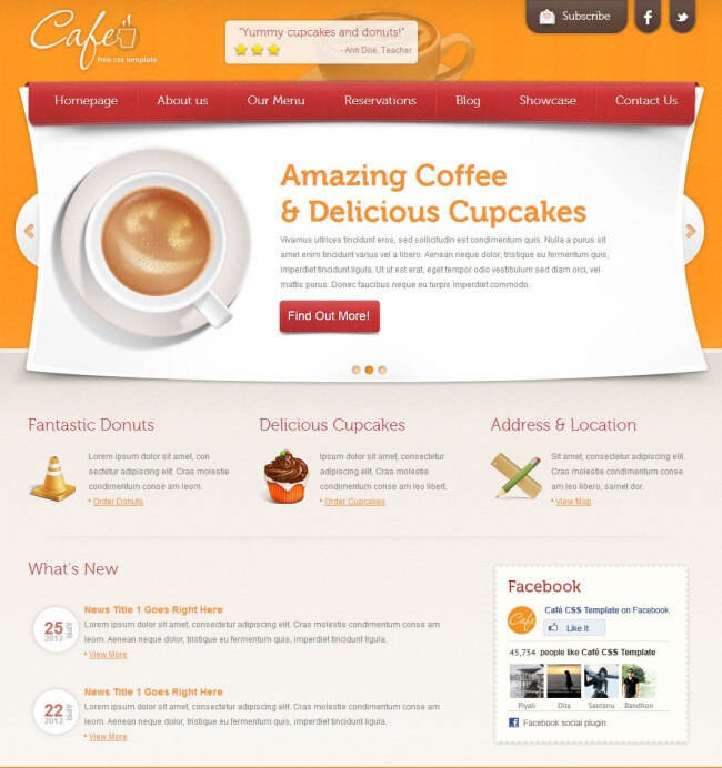 橙色 欢乐 咖啡店 网页模板 欧美风格 html 网页设计 网站模板 网站设计 美食网站 响应式网页 响应式 咖啡店网页 htmlcss 白色