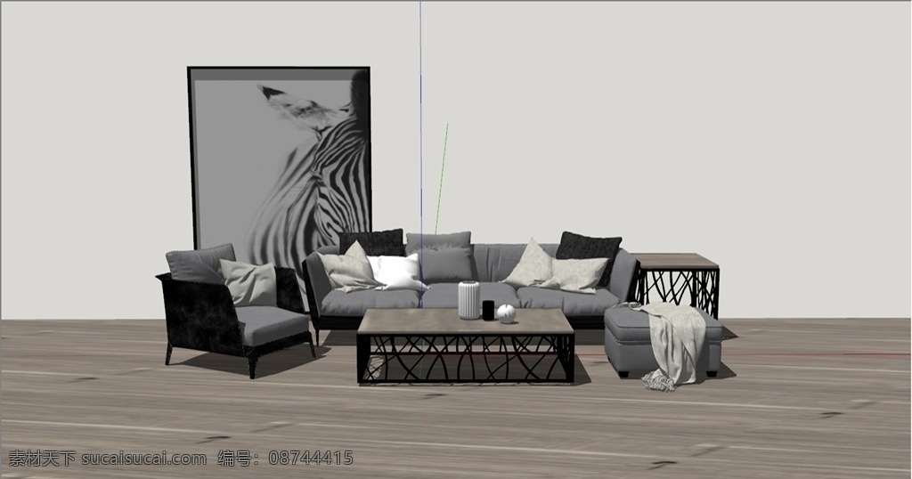 沙发组合模型 su模型 沙发组合 模型 阳台 室内 3d设计 室内模型 skp