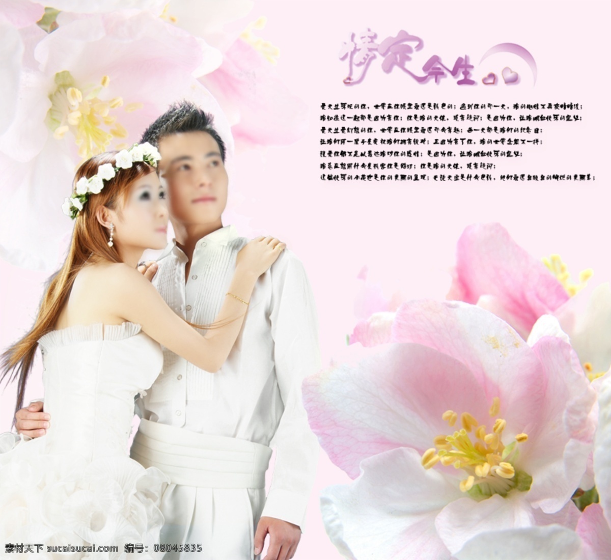 情 定 今生 百合花 粉色背景 艺术 字 psd源文件