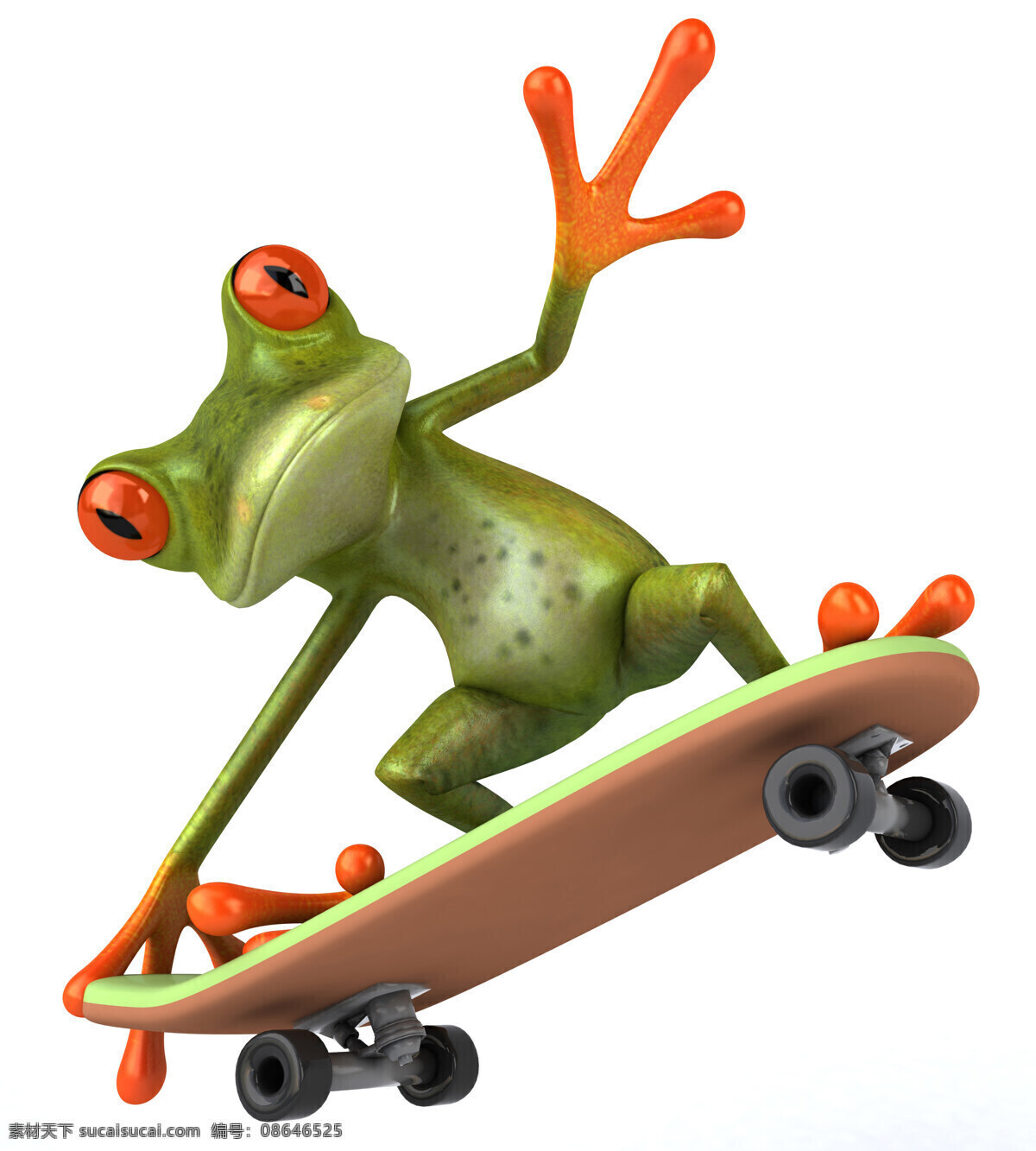 可爱逗趣青蛙 青蛙 创意 逗趣 滑板 青蛙王子 卡通 可爱 3d设计 高清图片 3d青蛙