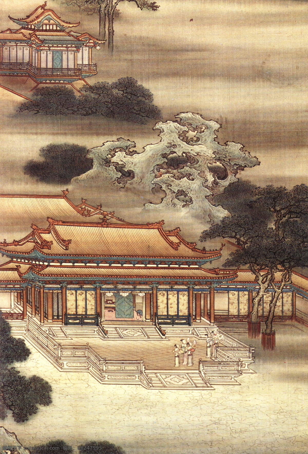山水画 古典藏画 设计素材 山水名画 书画美术 黄色